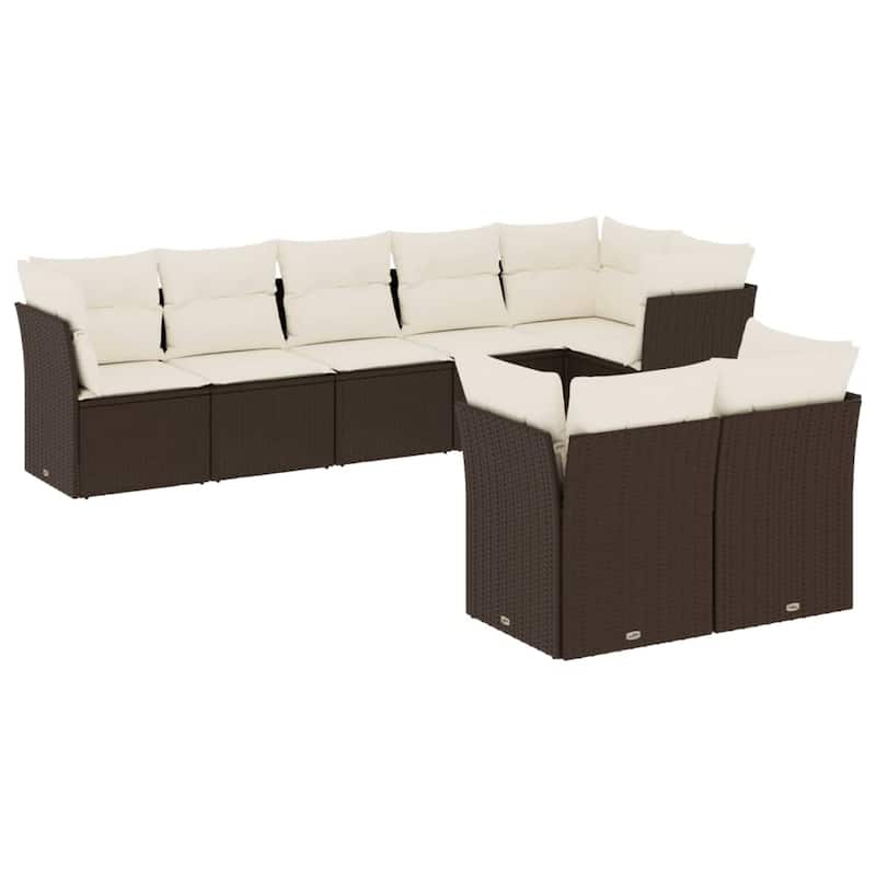 vidaXL Garden Sofa Set Brown - 24.4 x 24.4 x 27.2