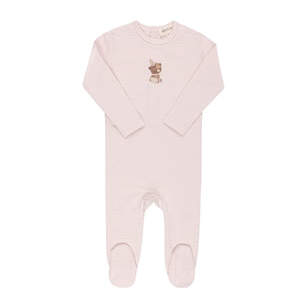 slide 2 of 5, Ely's & Co. Organic French Terry - Bear Footie Collection Pink Stripe - 1 Months