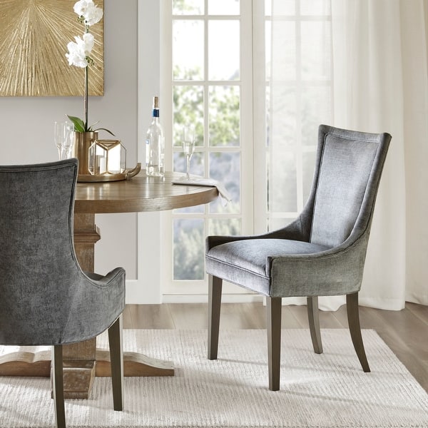slide 2 of 27, Madison Park Signature Ultra Upholstered Dining Side Chairs With Wood Legs (Set of 2) Dark Grey