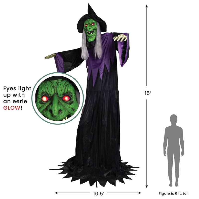 Huge Lighted and Animated Talking Witch Commercial Outdoor Halloween Decoration - 15'