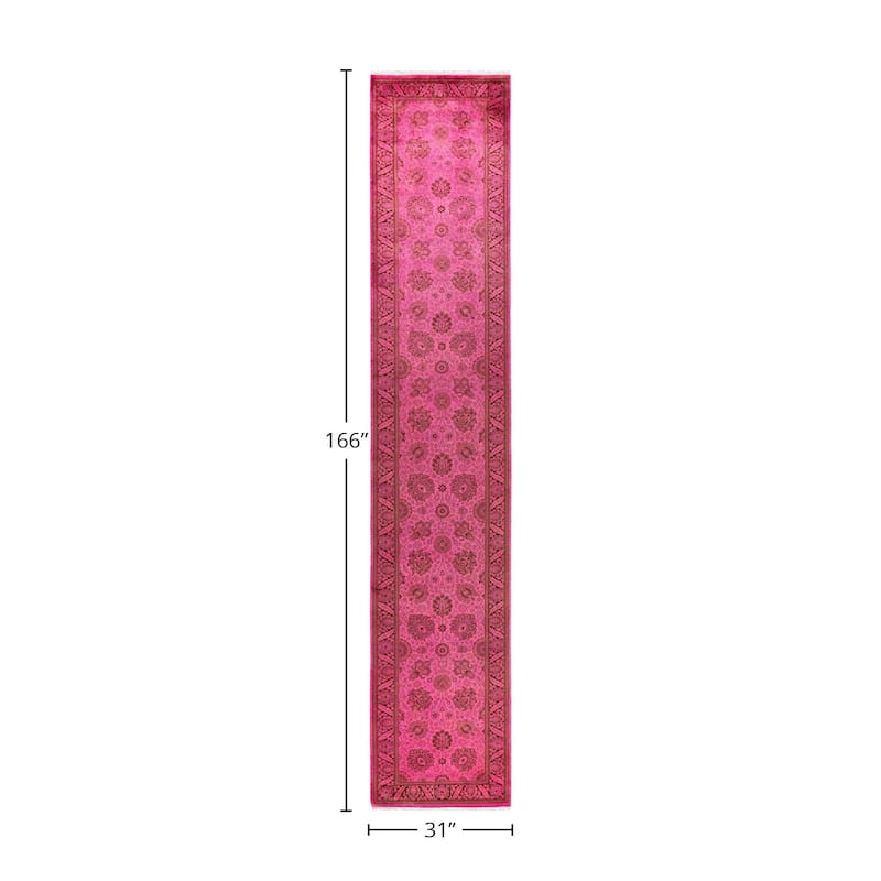 Fine Vibrance, One-of-a-Kind Hand-Knotted Runner Rug - Pink, 2' 7" x 13' 10" - 2' 7" x 13' 10"