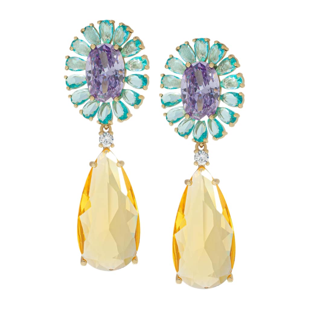 Victoria Townsend Gold Plated Multi-Color Crystal Long Drop Earrings