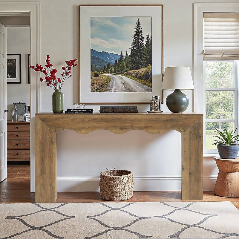 63” Farmhouse Console Table, Brown Entryway Table with Storage