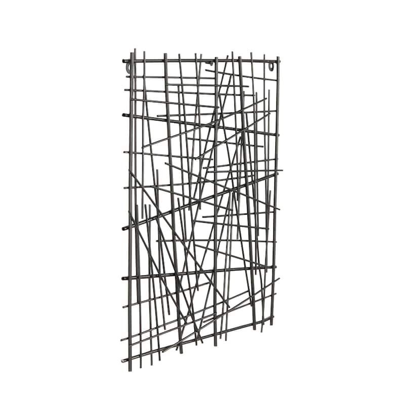 Metal Abstract Overlapping Sticks Home Wall Decor - Black - Roche River Decor
