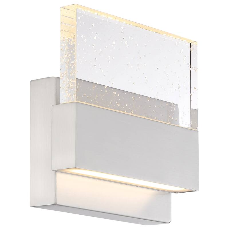 Ellusion LED Med Wall Sconce Polished Nickel Finish with Seeded Glass - N/A