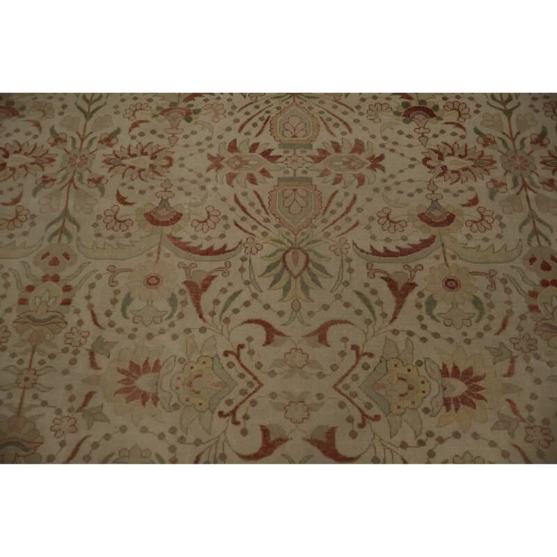 Hand Knotted Oriental 100% Wool Carpet Traditional All-Over Beige & Ivories Ziegler Area Rug - 14' 8'' X 15' 2''