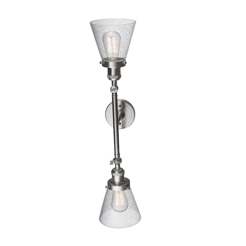 Innovations Lighting Small Cone 2 Light 23" Wide Bathroom Vanity Light - Brushed Satin Nickel / Seedy