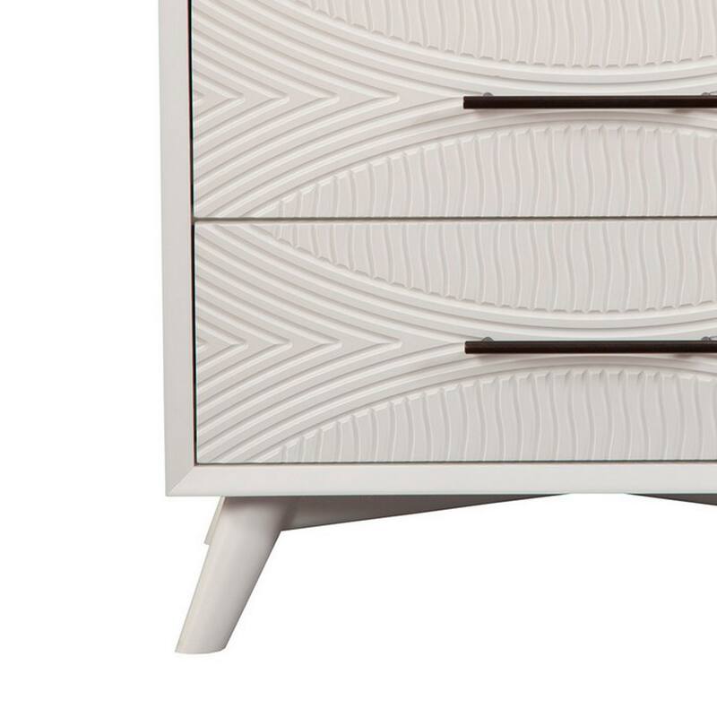 Three Drawers Mahogany Wood Small Chest with Splayed Legs, White