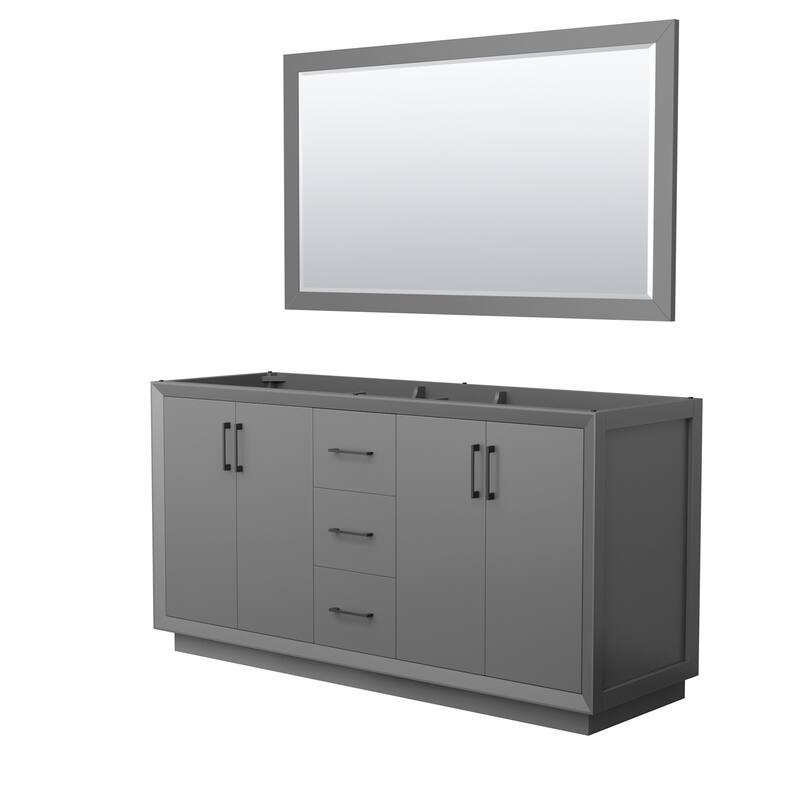 Wyndham Collection WCF414166D-CXSXX-M58 Strada 65" Double Free - Dark Gray / Matte Black Hardware