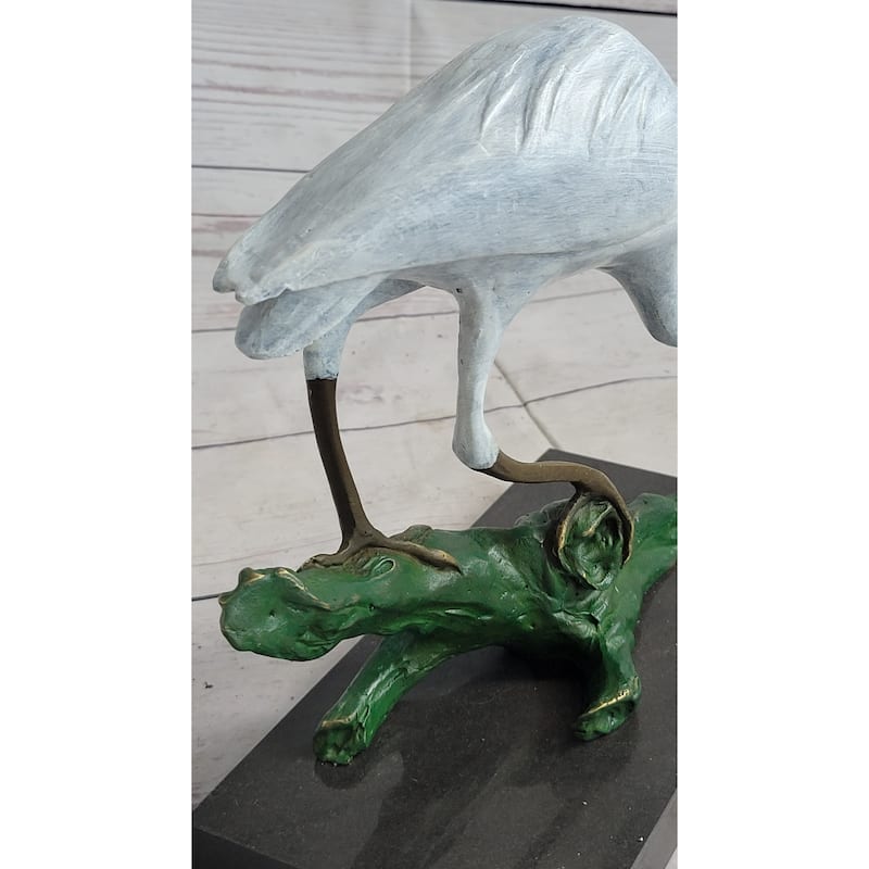 Real Bronze Art Stork Egret Crane Heron Statue Figurine Sculpture Original Milo