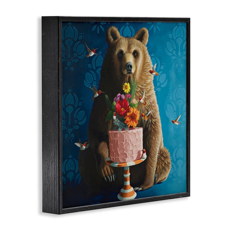 Stupell Bear with Sweet Dessert Cake Framed Giclee Art Design By Heather Gauthier