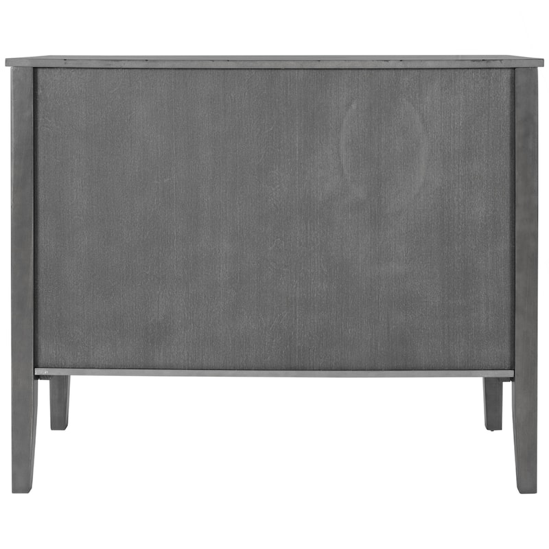 Adjustable Shelf Storage Sideboard with 3 Retro Metal Handles and 4 Pinewood Legs, for Entryway, Living Room, Study Room