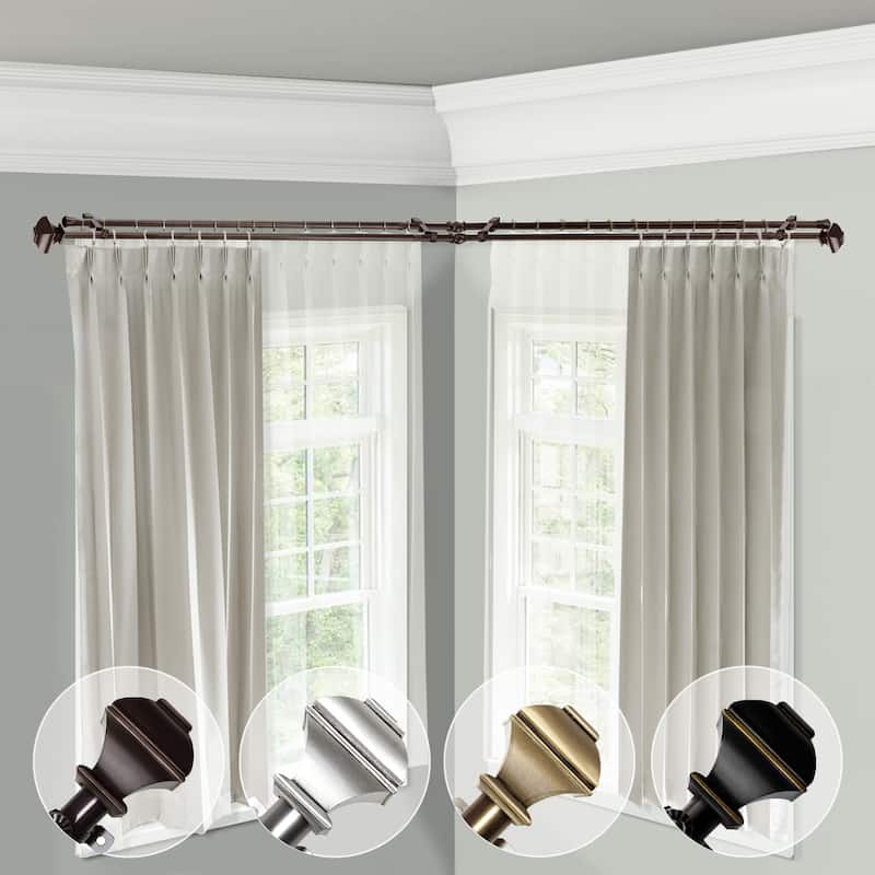 Adjustable Double Curtain Rod 120-170" Satin Nickel, Window Curtain Rods, Decorative Curtain Hardware - M