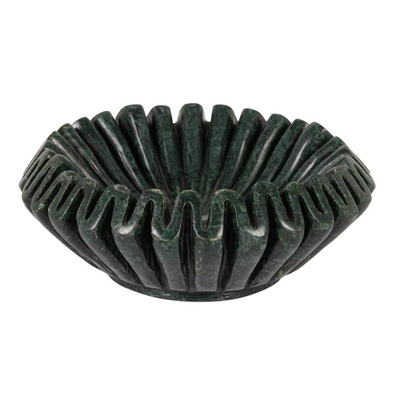 Marble Pleated Dish - 7.0"L x 7.0"W x 2.5"H - Green