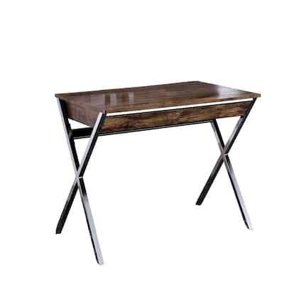 Modern Wood Writing Desk with Metal Base Compact Design for Home Office with 2 Drawers