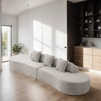 Modern Curved Fabric Sectional Sofa with Pillows for Living Room