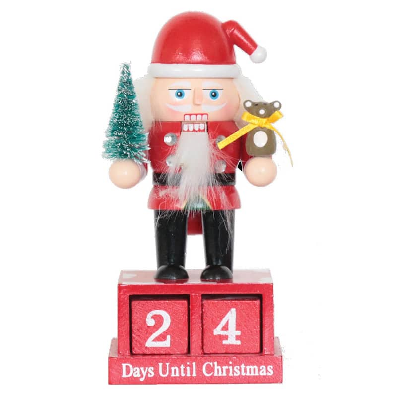6 inch Santa Countdown Nutcracker - red