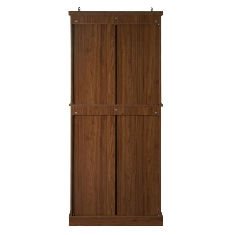 GDFStudio - TallRattan Modern Storage Cabinet with 4 Doors, 1 Drawer, and Adjustable Shelves