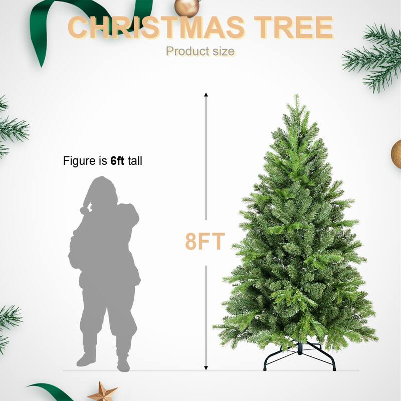 6FT Christmas Tree with 1032 PE+PVC Tips - Full-Bodied Holiday Tree with Hinged Branches,Metal Stand,Green Xmas Decoration