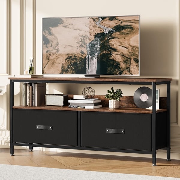 dresser 50 inches long 50 Inch Classic 5 Drawer Tall Dresser Chest with Metal Handles Oak Gray