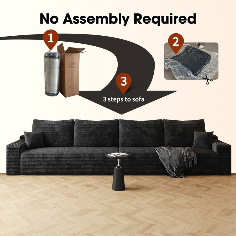 140" Cloud Sectional Couch with Deep Seat, No Assembly Required