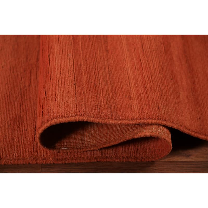 Modern Orange Gabbeh Oriental Area Rug Handmade Wool Carpet - 8'4" x 11'4"