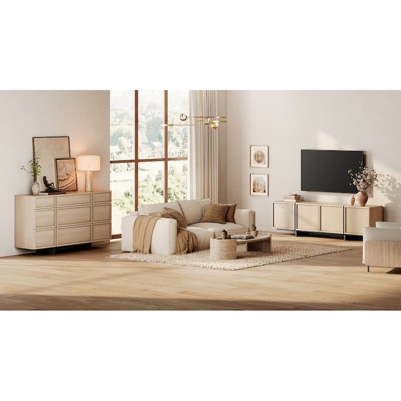 WAMPAT Modern TV Stand and 9-drawer Storage Cabinet Set of 2 for Living Room - TV Stand+dresser