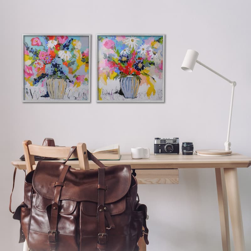 Stupell Vibrant Flower Vase Collection Framed Giclee Art Design By Joan Curtis (Set of 2)