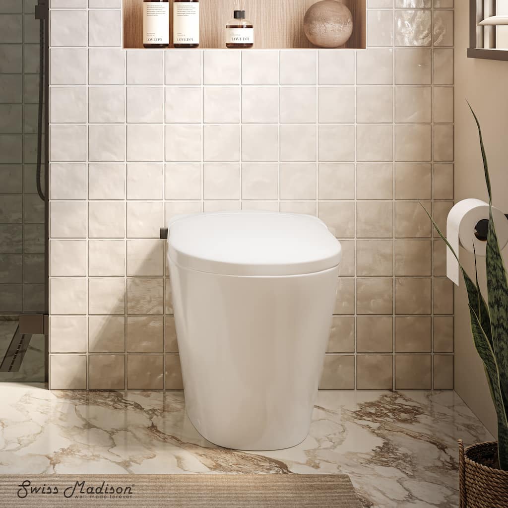 Hugo H Power Flush Tankless Toilet 7" Back Outlet 1 Gpf Non-Electric Toilet With Integrated Tank, Manual Bidet in White