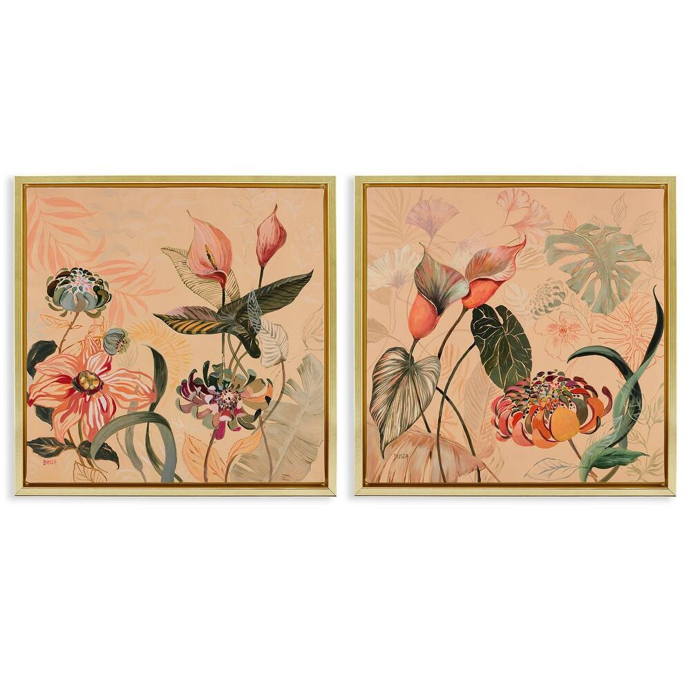 Stupell Elegant Flower Organics Framed Floater Canvas Wall Art Design By Dusza (Set of 2)