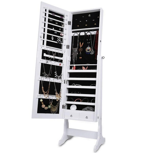 Langria lockable jewelry cabinet jewelry armoire with mirror jewelry holder organizer sales storage