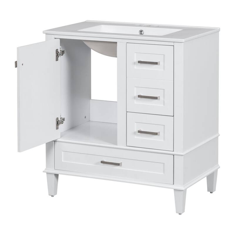 30 Inch Freestanding Bathroom Vanity Set with Integrated Ceramic Sink