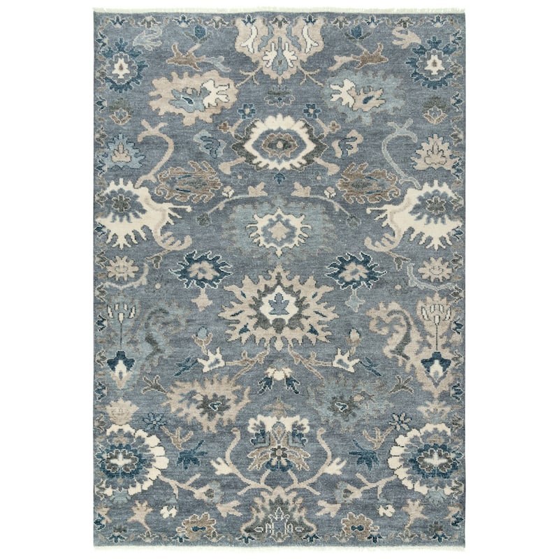 Alora Decor Mila Grey Floral Oriental Hand-tufted Wool Blend Rug - 6' x 9'