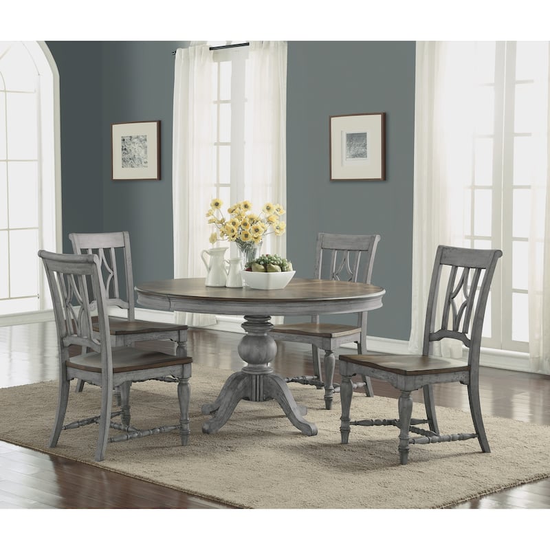 Plymouth Gray Wood Pedestal Dining Table - 72" x 30" x 54"