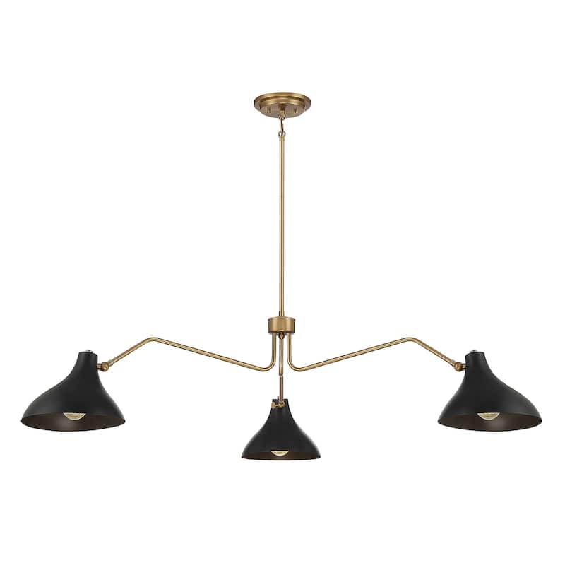 Bellevue SH7019 3 Light 55" Wide Chandelier - Matte Black / Natural Brass