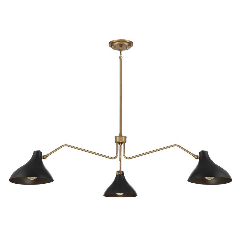 Meridian M7019 3 Light 55" Wide Chandelier - Matte Black / Natural Brass