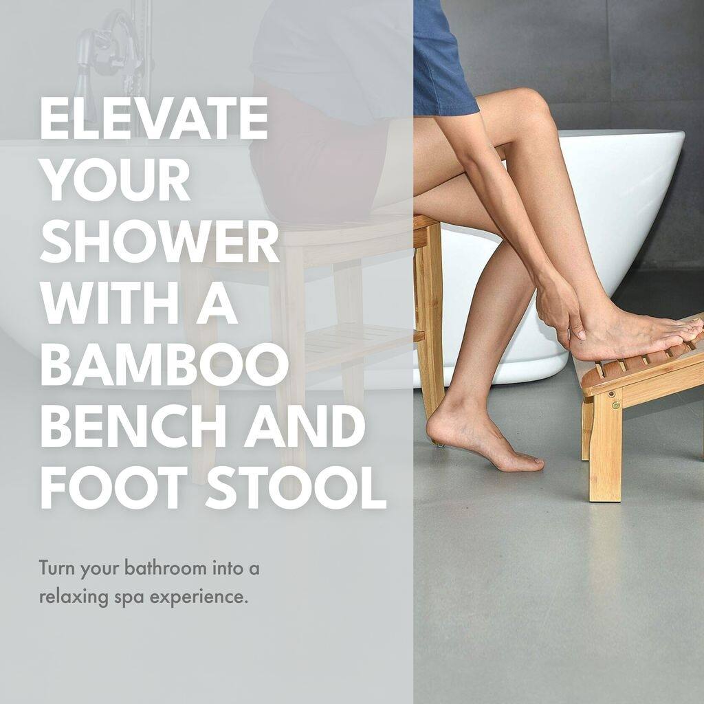 ToiletTree Products Deluxe Wooden Bamboo Shower Seat Bench with