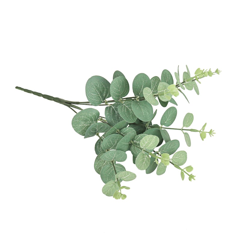 Set of 4 Artificial Eucalyptus Leaf Stem Plant Greenery Foliage Bush 13in - 13" L x 7" W x 7" DP