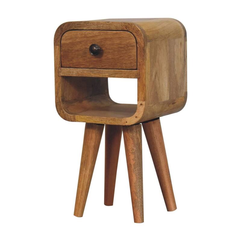 Compact Oak-Finish Bedside Table with Drawer and Nordic Legs