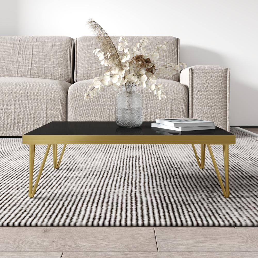 Meble Furniture Prosto 32-Inch Modern Compact Coffee Table with High Gloss Top - Low-Profile European Contemporary Design