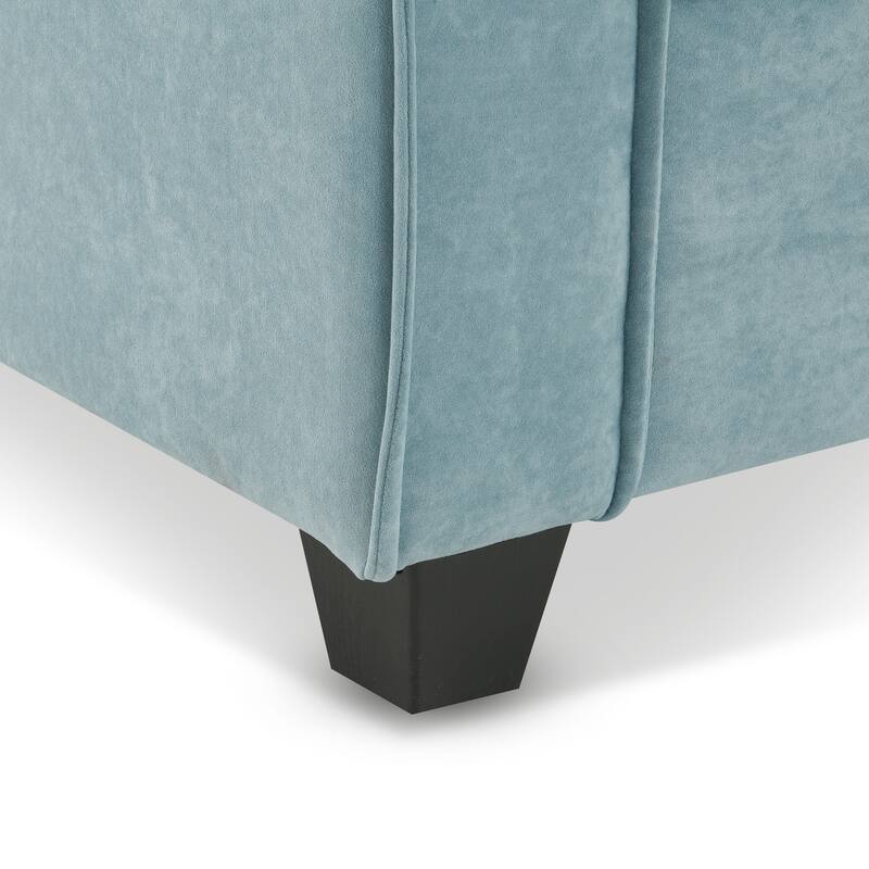 100" L-Shaped Suede Sectional Sofa with Ottoman and Pillows, 4-Seater Sleeper