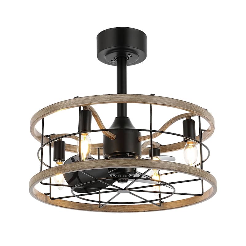 GetLedel 18-in Industrial Caged Ceiling Fan with Remote Control and Light Kit