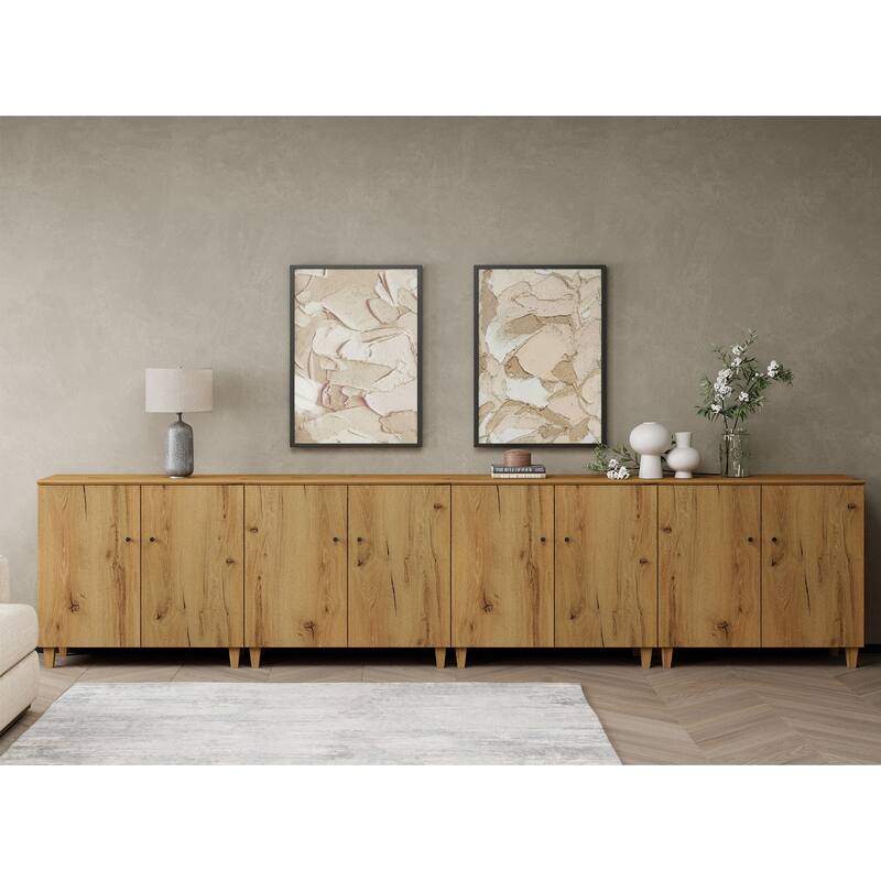 WAMPAT Modern TV Stand, Tall Entertainment Center with Doors