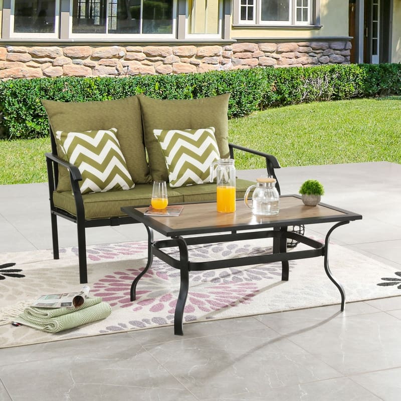 Patio Festival 2-Piece Outdoor Metal Loveseat with Coffee Table