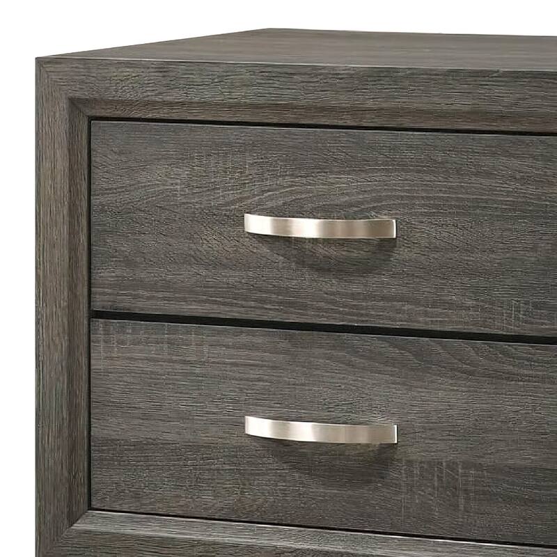 Gray Foil 2 Drawer 16 in. W Nightstand with Sturdy Hardware and Ample Storage