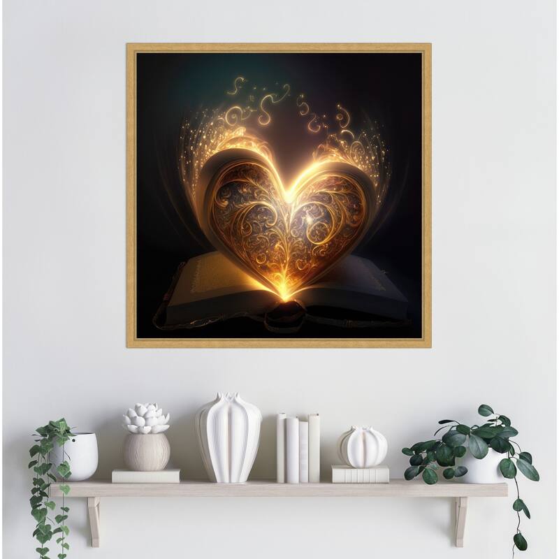 The Illuminated Heart by Jake Fouracre Framed Canvas Wall Art Print - Sylvie Bright Gold