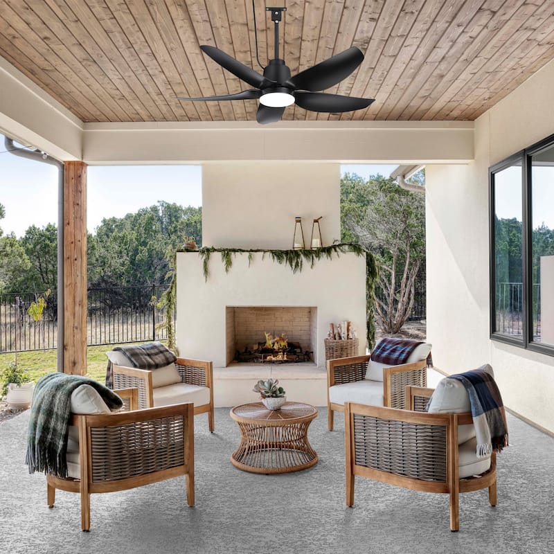 42"/52" Waterproof 5-Blade Outdoor Ceiling Fan with LED Light and Remote