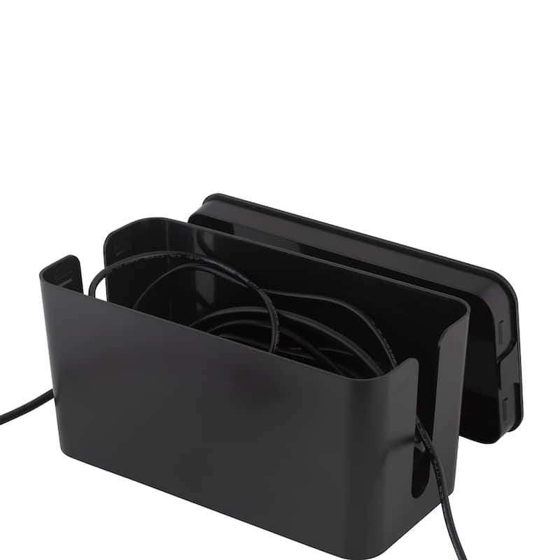Simplify 2 Pack Cable Organizer Boxes in Black - 12.6' x 5.35" x 4.33" ; 9" x 4.3" x 4.6"