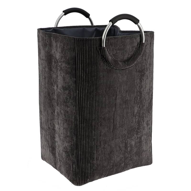 Corduroy Laundry Basket 55L - 14 L x 12 W x 25 H - Black