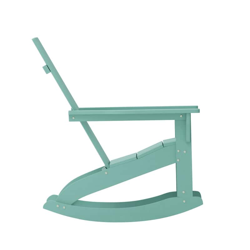 Modern 2-Slat Adirondack Poly Resin Rocking Chair for Indoor/Outdoor Use
